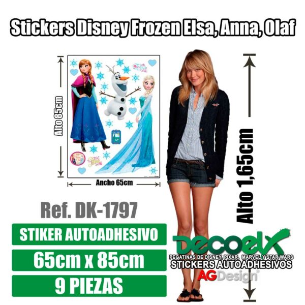 Detalles de Pegatina Disney Frozen Elsa Anna y Olaf DK-1797